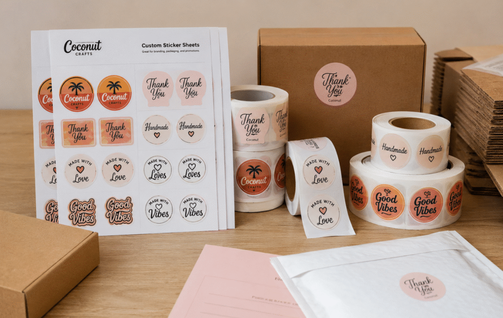Side-by-side comparison of sticker sheets and roll formats Screenshot 4