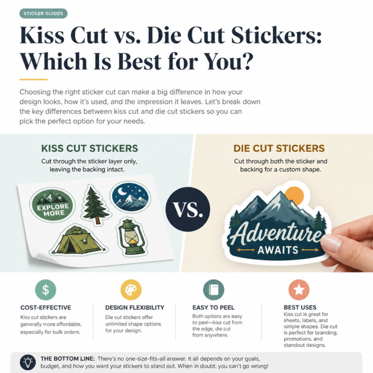 Kiss Cut vs. Die Cut Stickers: Which Is Best for You? kiss cut vs die cut featured